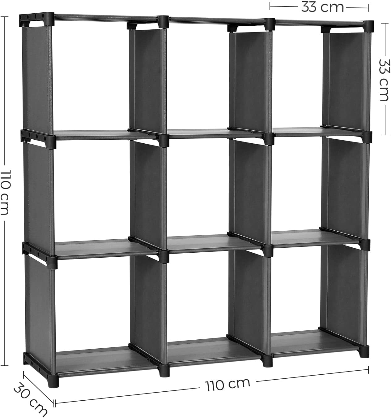 Estantería Modular 9 Cubos Negra