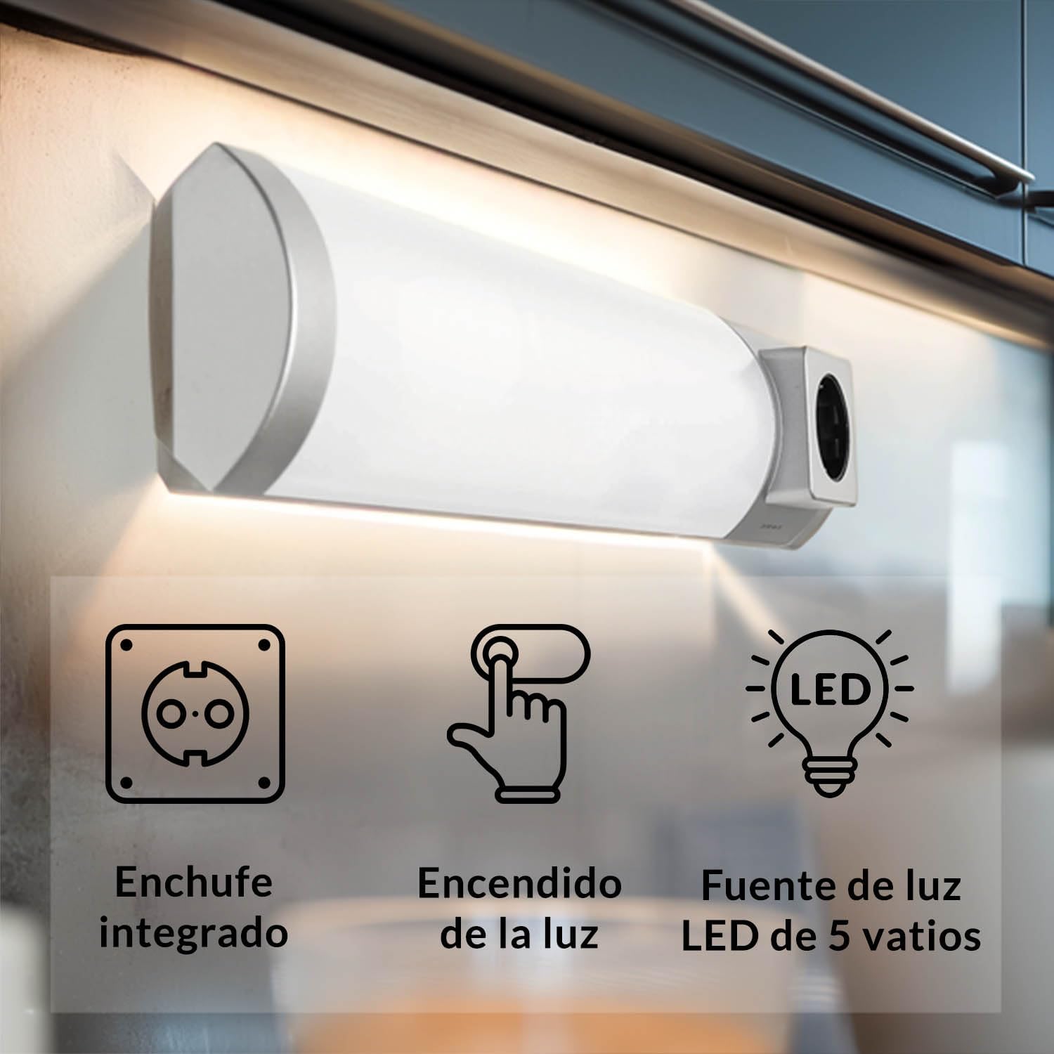 Aplique LED 3000K con interruptor