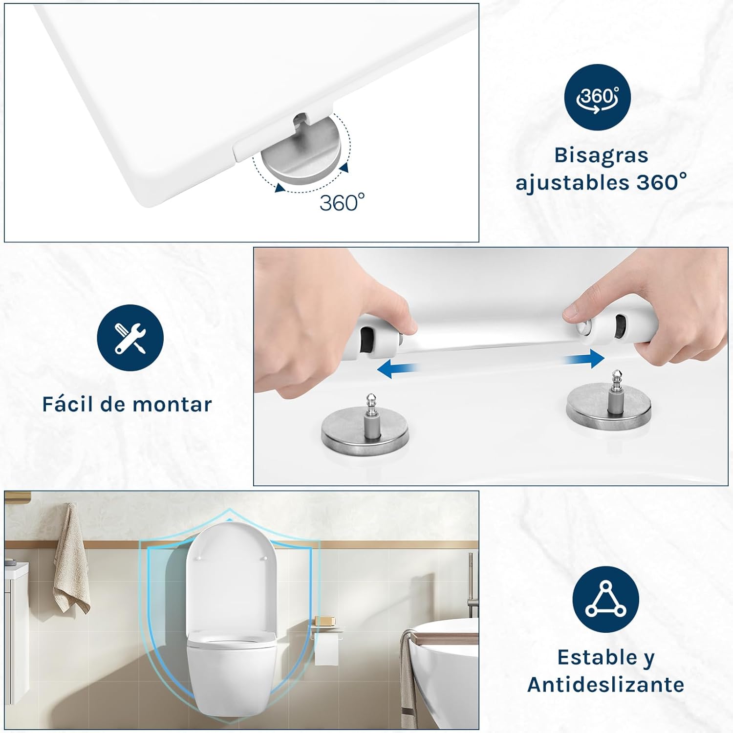 Tapa WC Antibacteriana D Cierre Suave