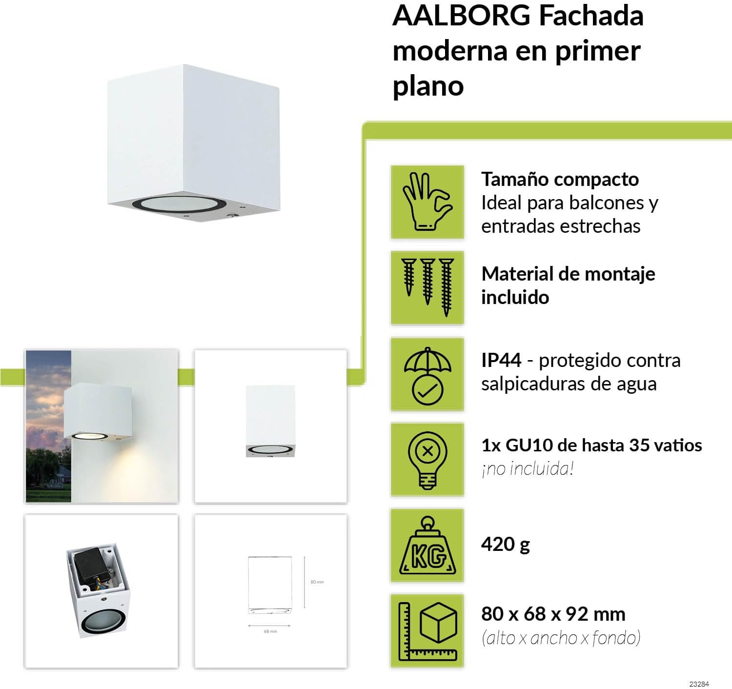 Aplique pared blanco IP44 GU10