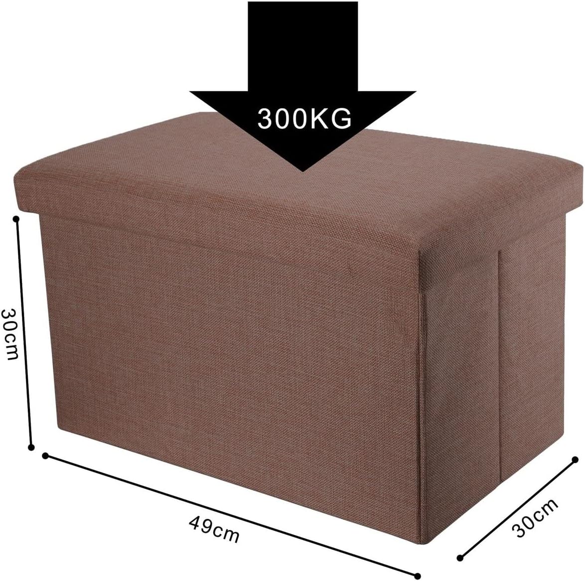 Baúl Plegable Almacenamiento Tapizado Lino Marrón