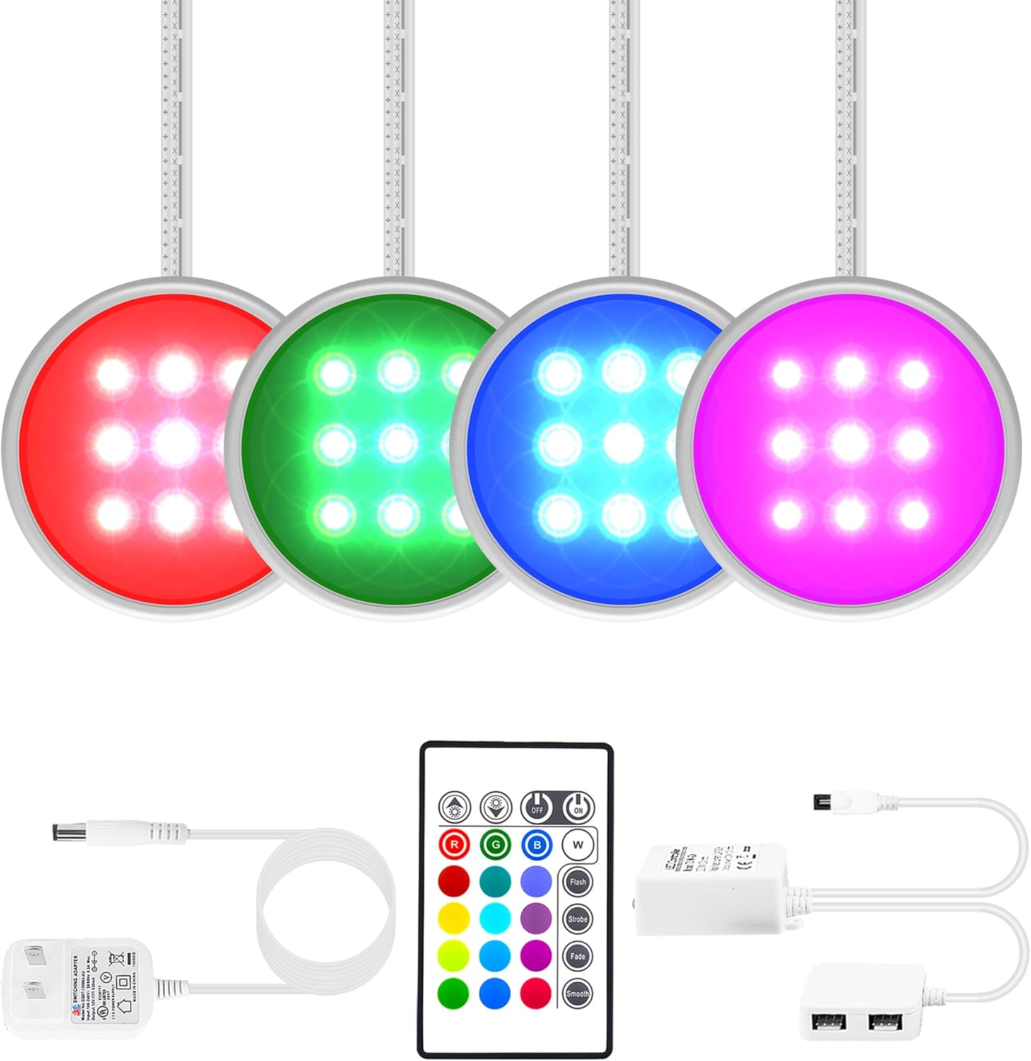 Iluminación LED RGB 4 unidades