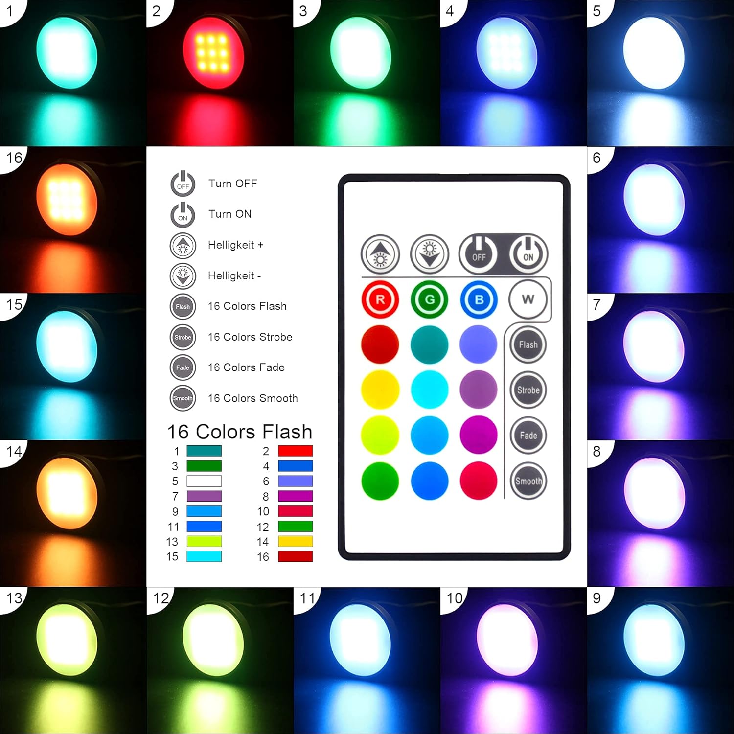 Iluminación LED RGB 4 unidades