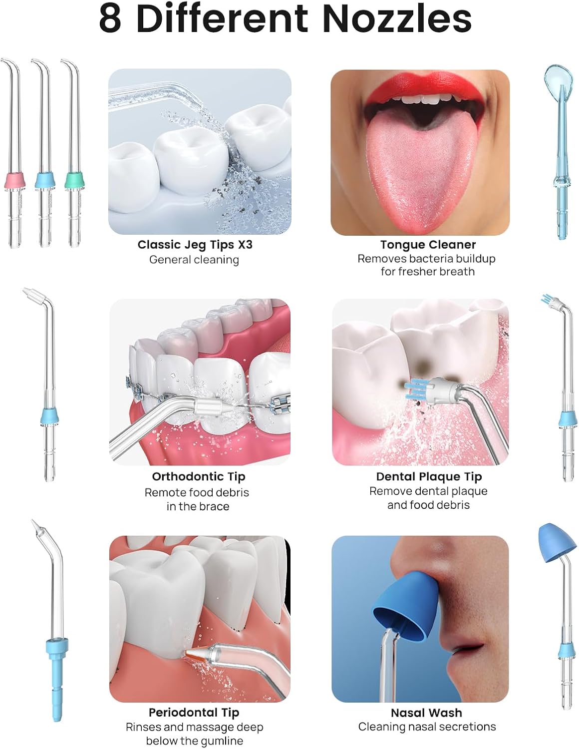 Irrigador Dental Profesional 8 Boquillas