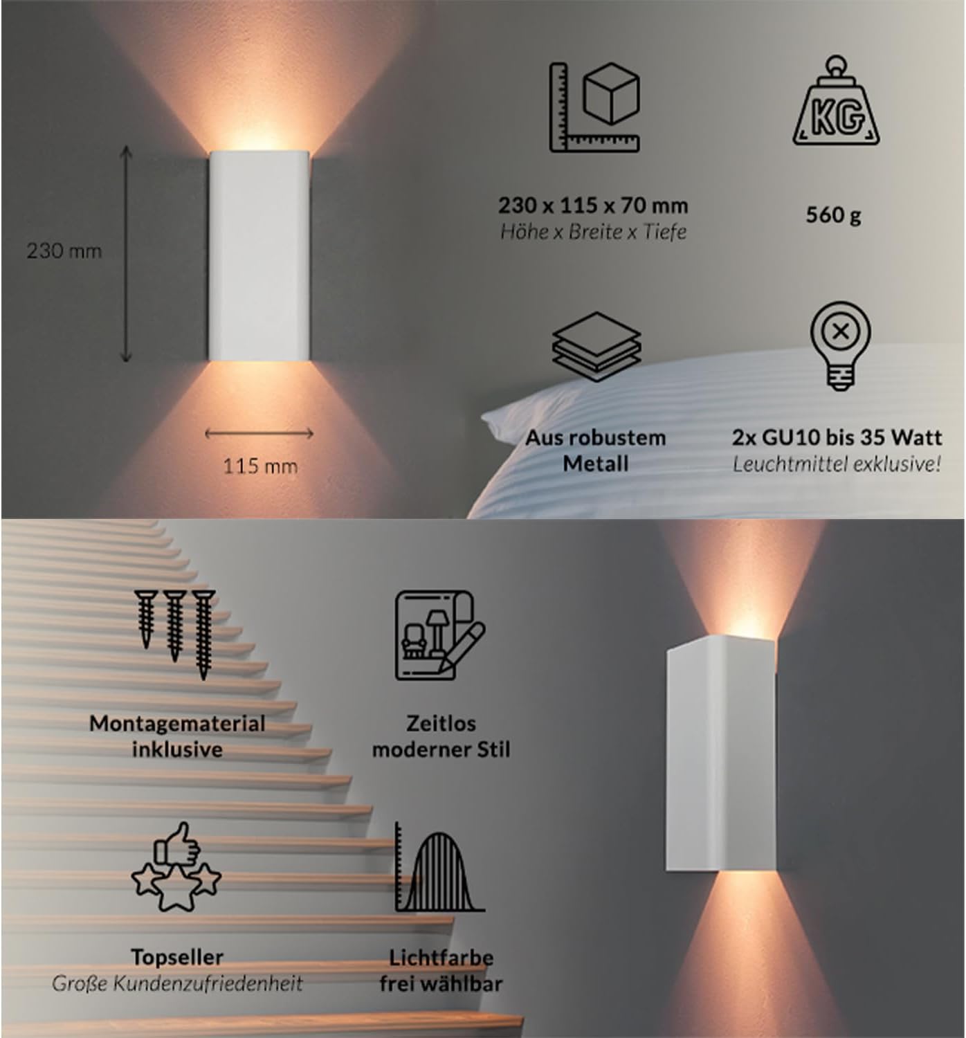 Aplique de pared GU10 blanco