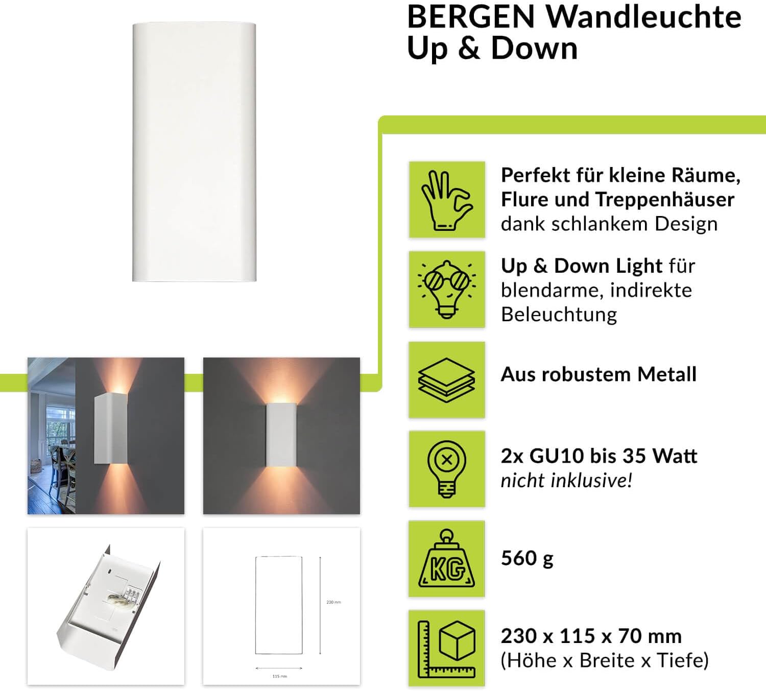 Aplique de pared GU10 blanco