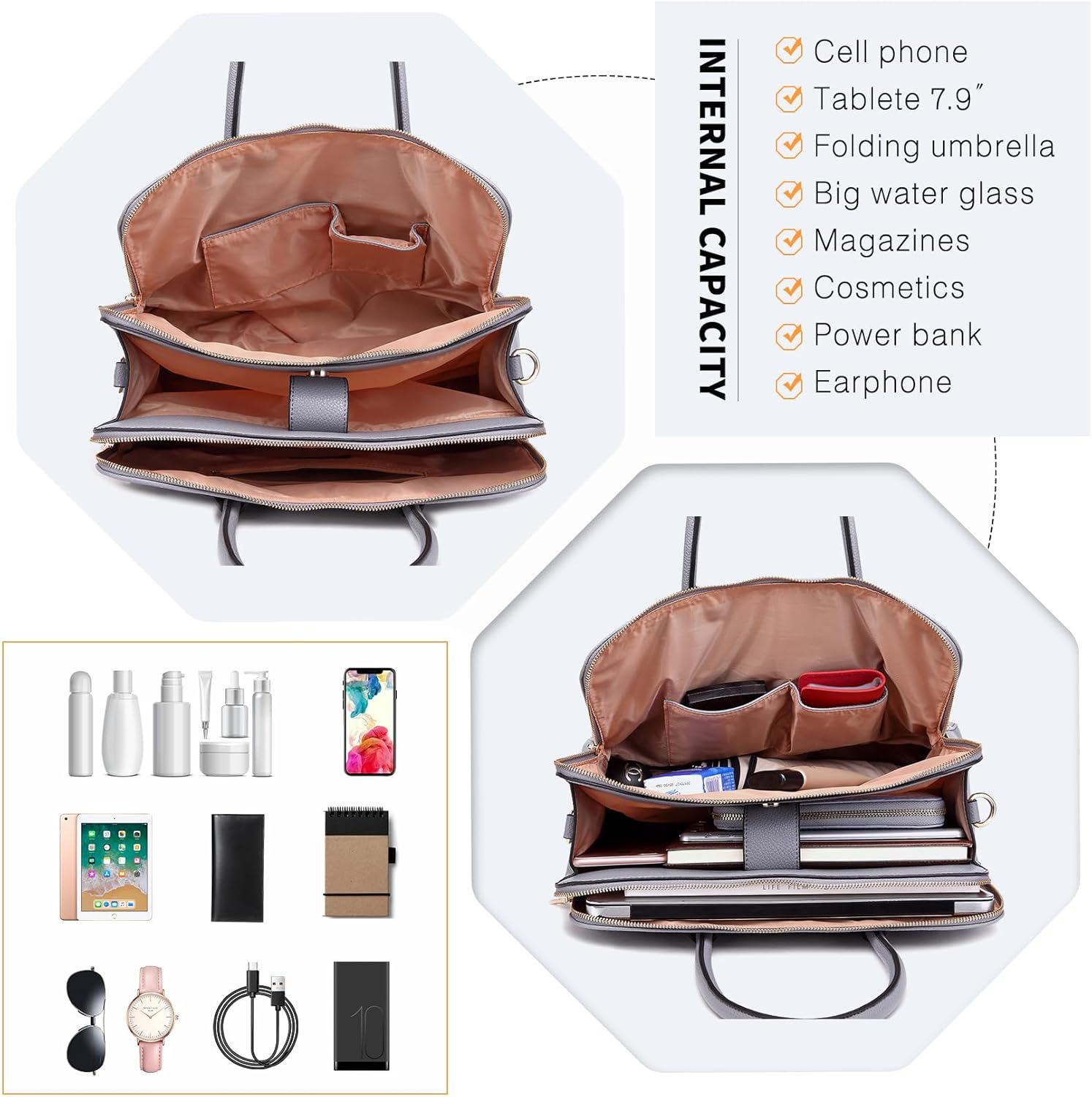 Bolso Tote Mujer Cuero Sintético