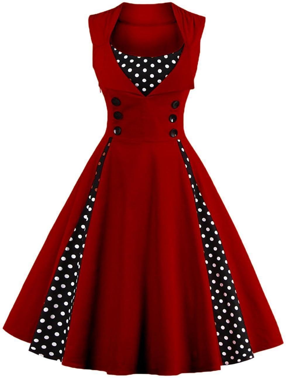 Vestido Vintage A-Línea Lunares