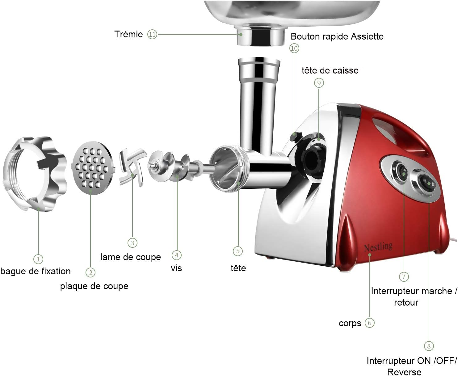 Picadora eléctrica qitao® 2800W