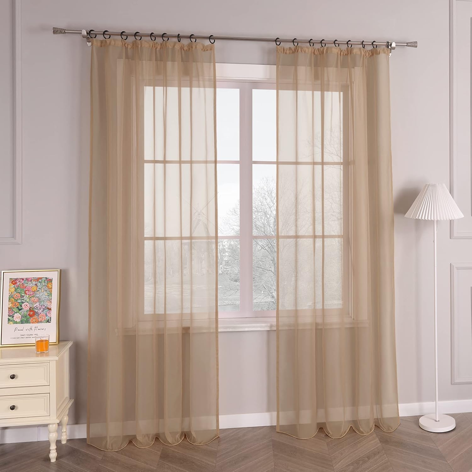 Cortina gasa marrón claro 225x145 cm
