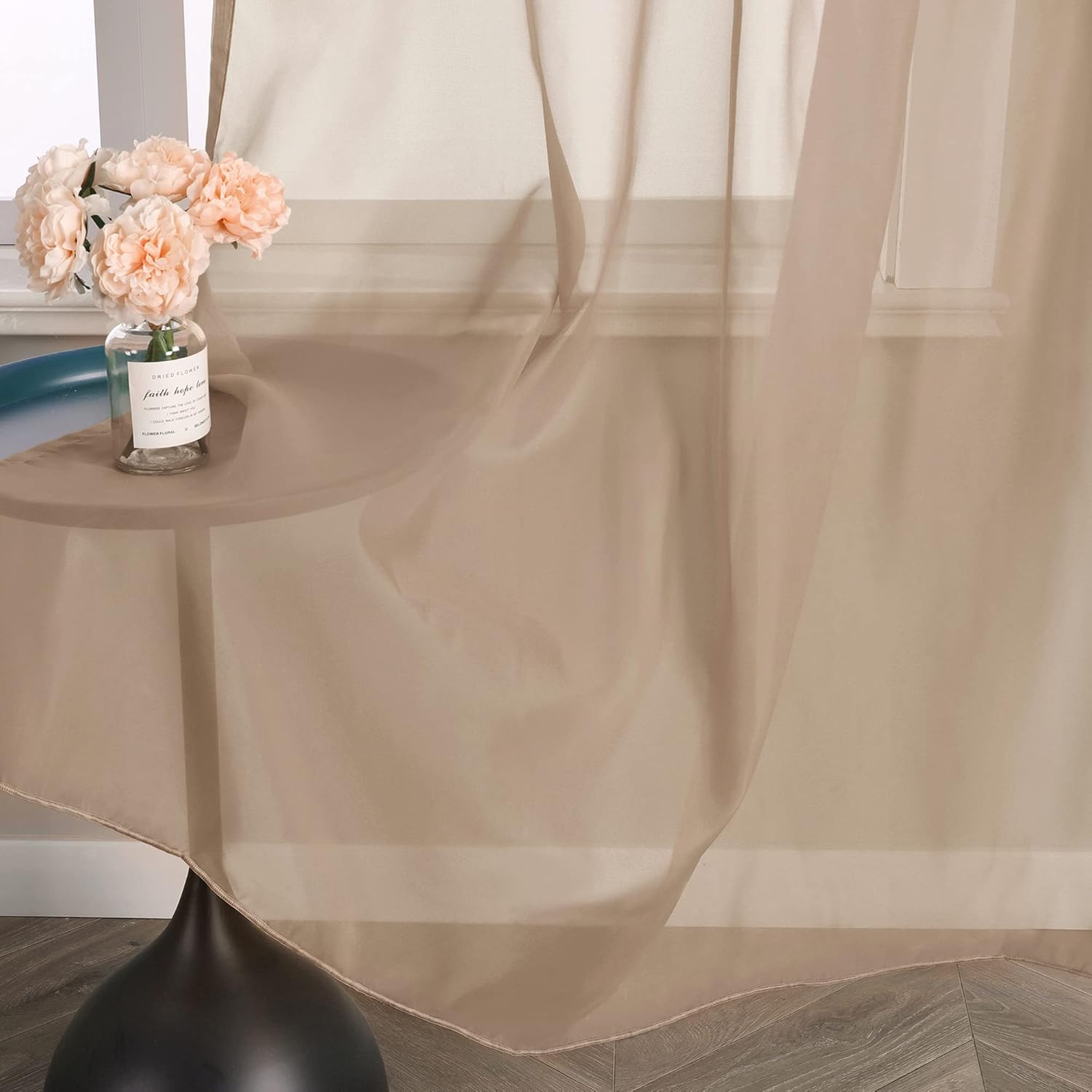 Cortina gasa marrón claro 225x145 cm