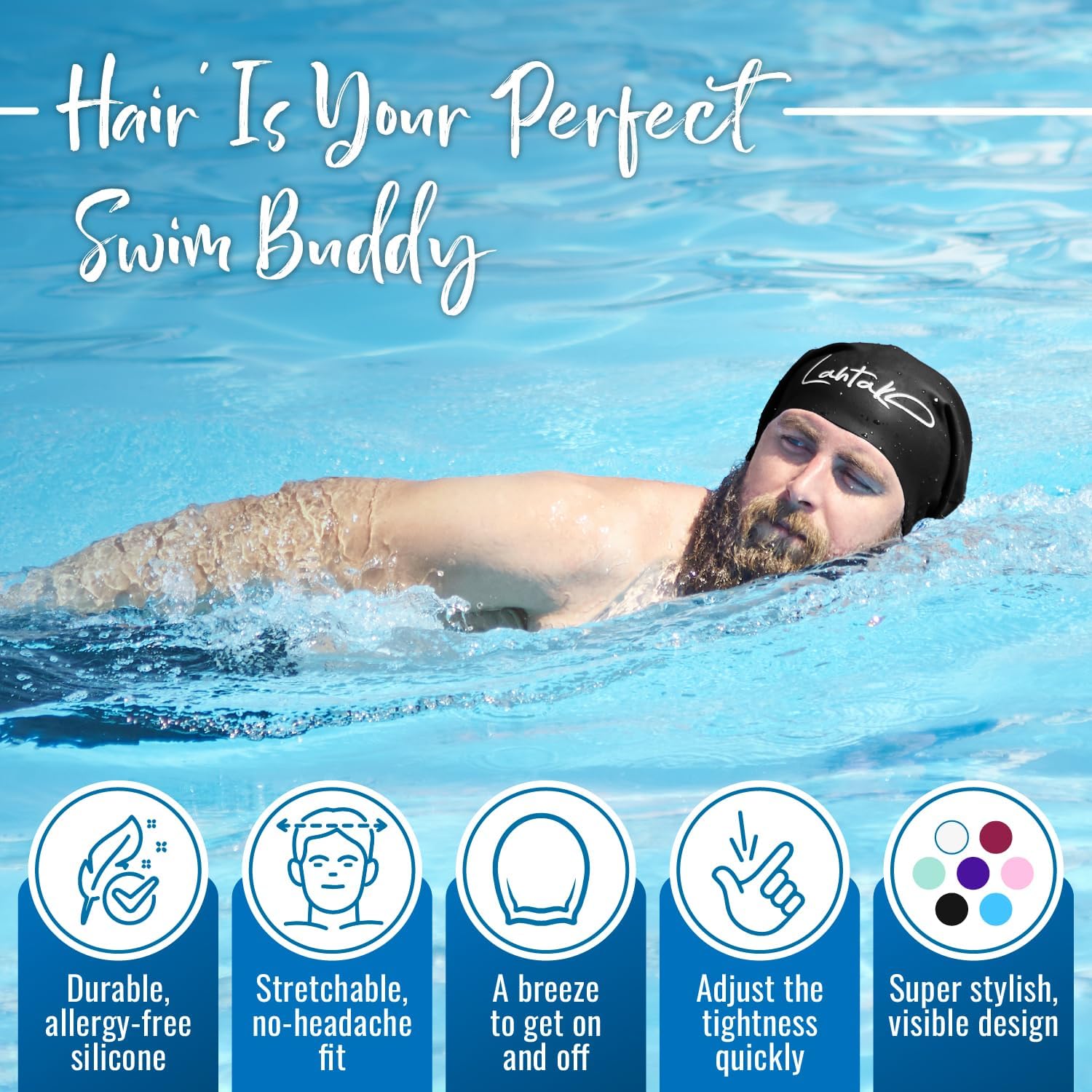 Gorro de natación XL y L