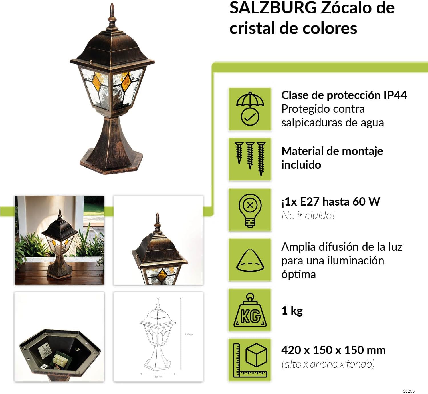 Lámpara de pie exterior vintage