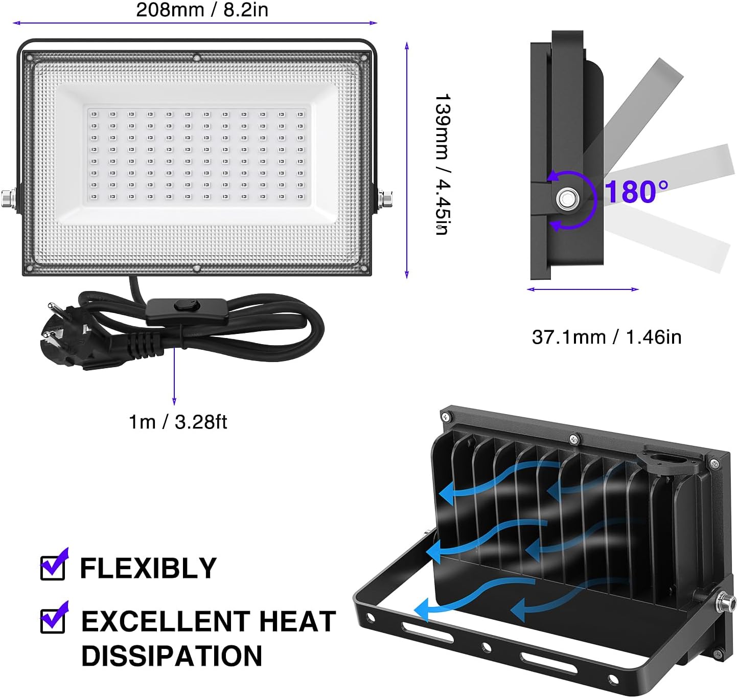 Luz UV 50W, Foco Negro IP66