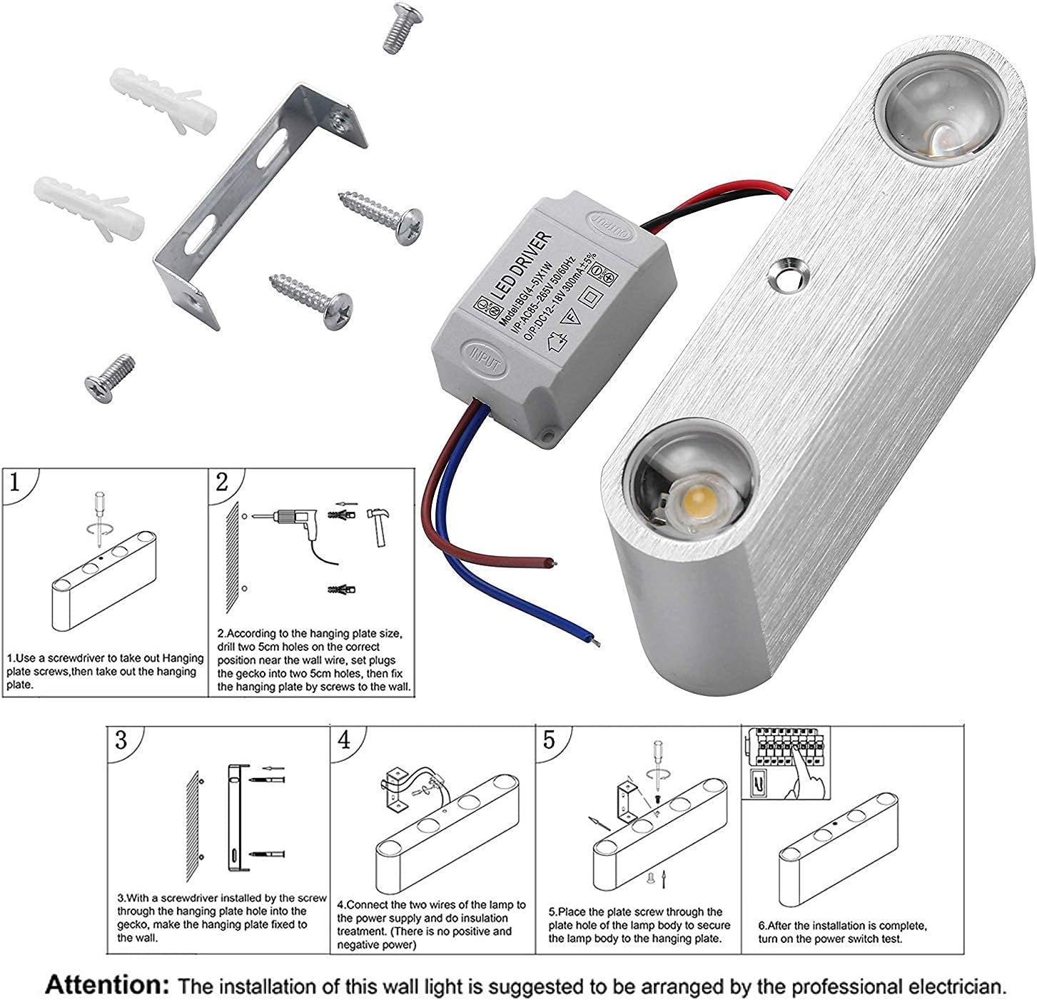 Lámpara de Pared LED 4W Aluminio