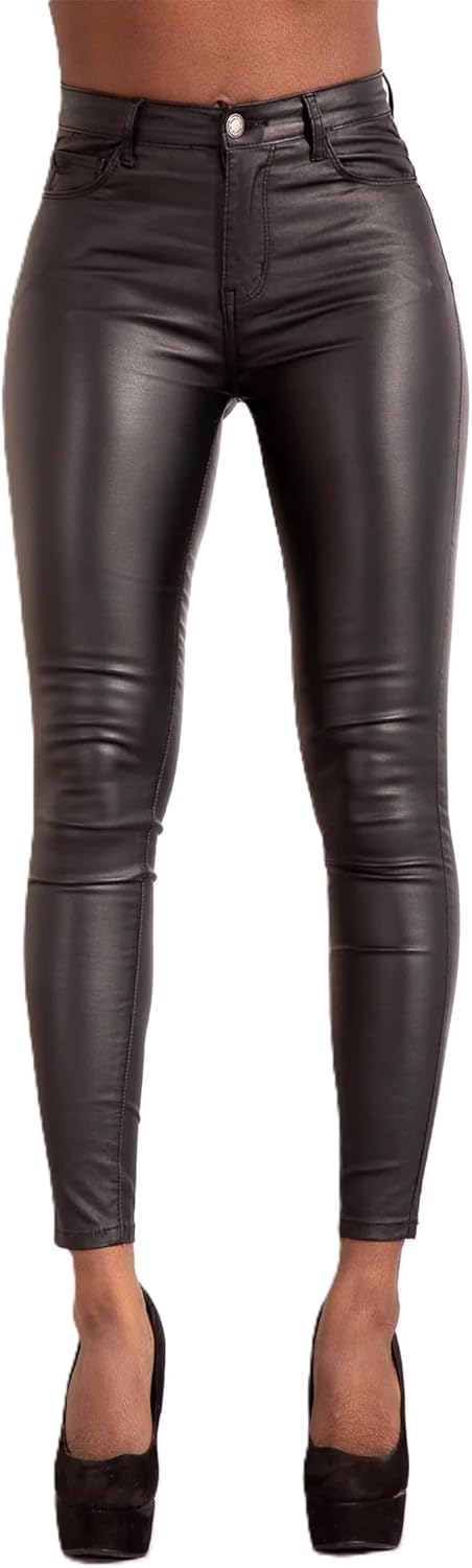 Leggings PU Mujer Cintura Alta