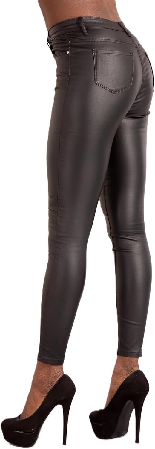Leggings PU Mujer Cintura Alta