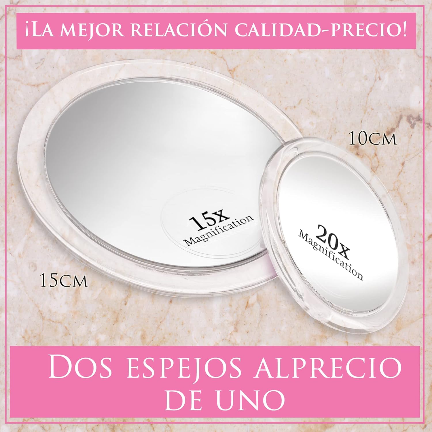Espejo Aumento 15X y 20X Portátil