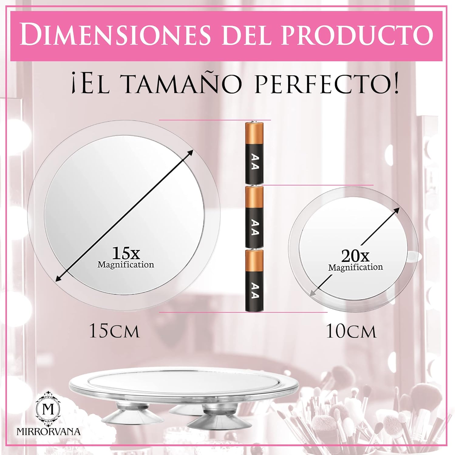Espejo Aumento 15X y 20X Portátil