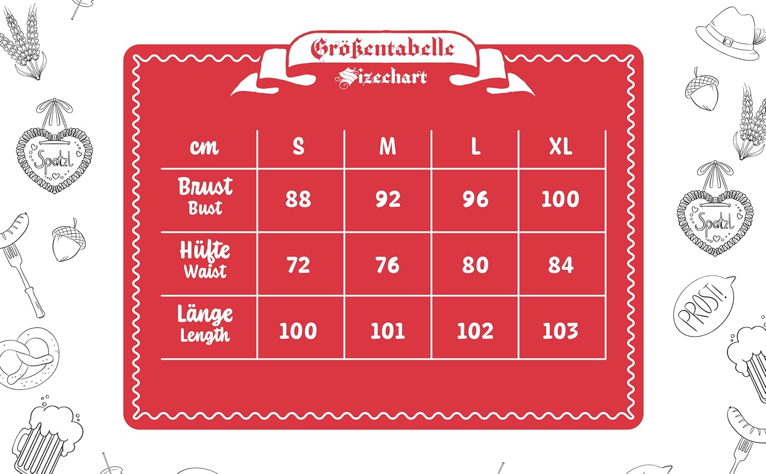 Dirndl Midi con Delantal para Damas