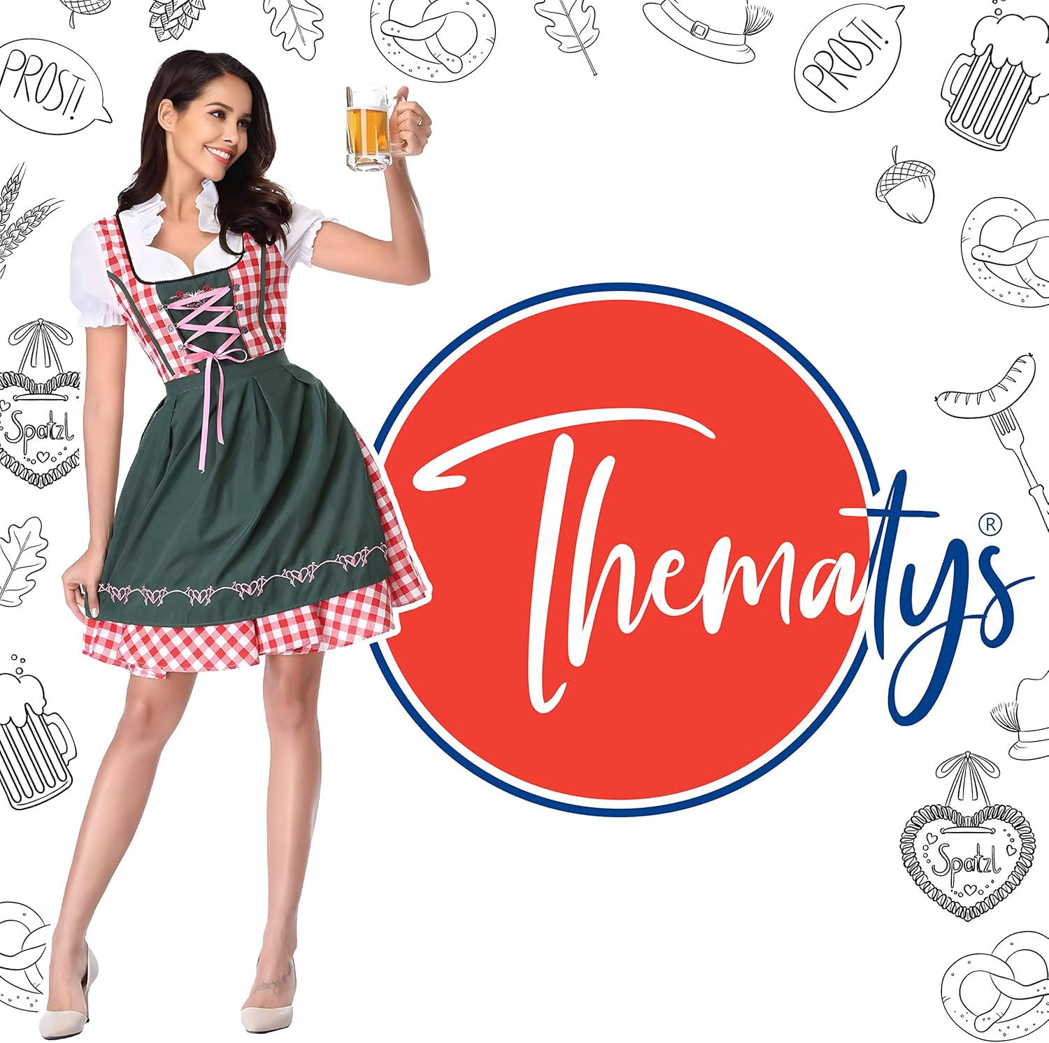 Dirndl Midi con Delantal para Damas