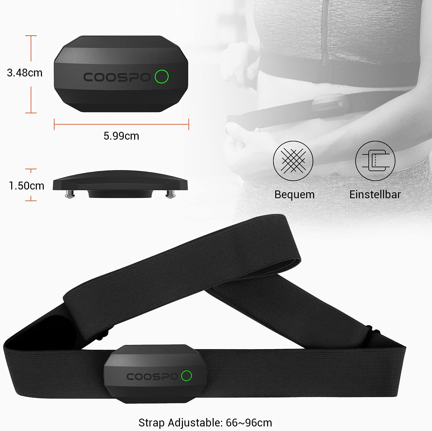 Cinturón CooSpo Ant+ Bluetooth