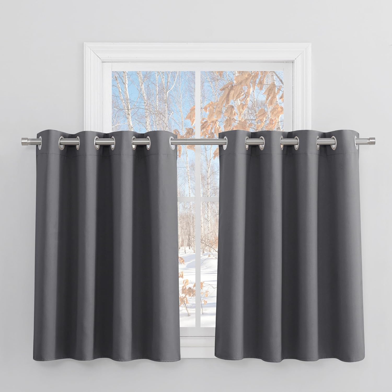 Cortinas Opacas 2 Piezas Gris 132*90