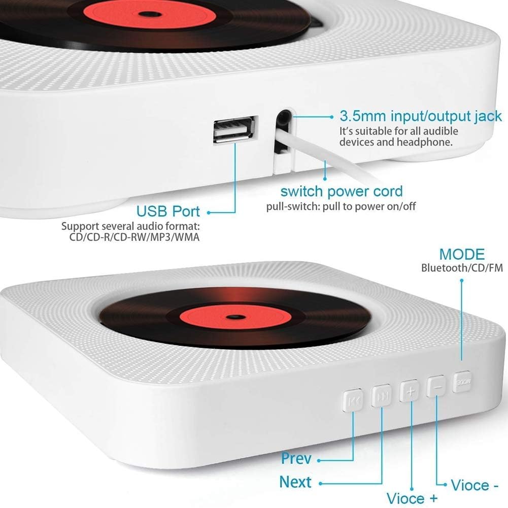 Reproductor CD portátil Bluetooth