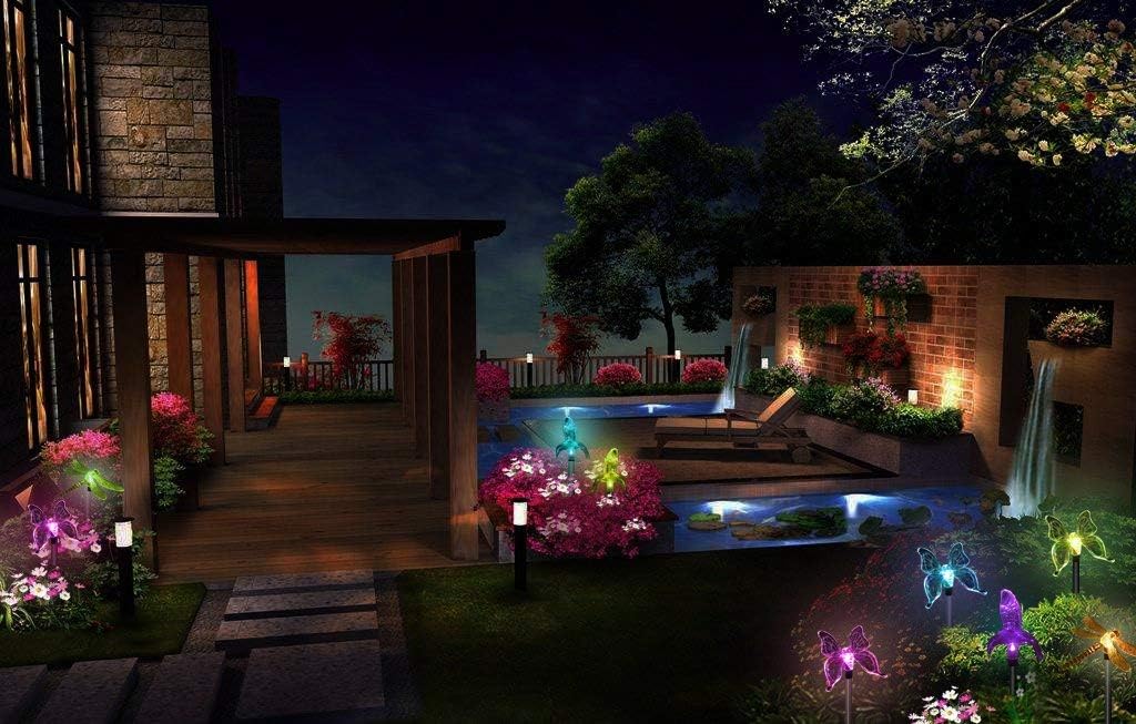 Luces solares jardín multicolor
