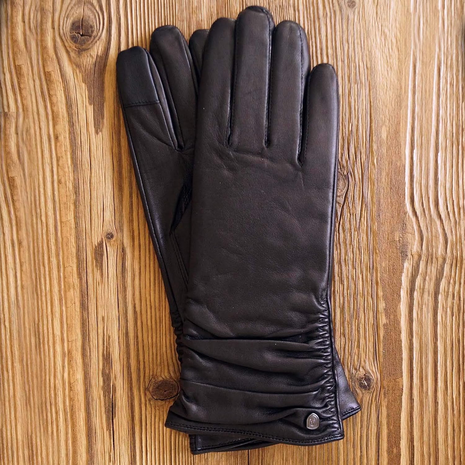 Guantes de piel BEA mujer Negro, Talla S