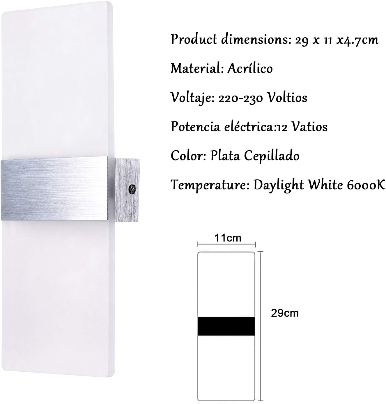 Lámpara LED moderna 12W plata