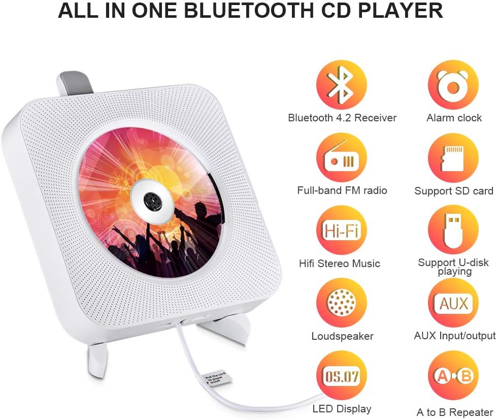 Reproductor CD Portátil Bluetooth