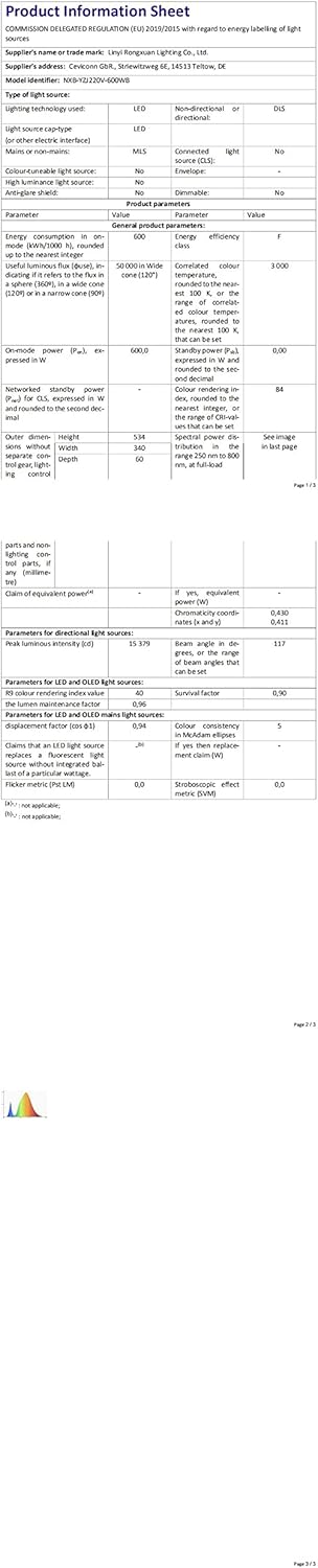 Foco LED 600W IP65 3000K