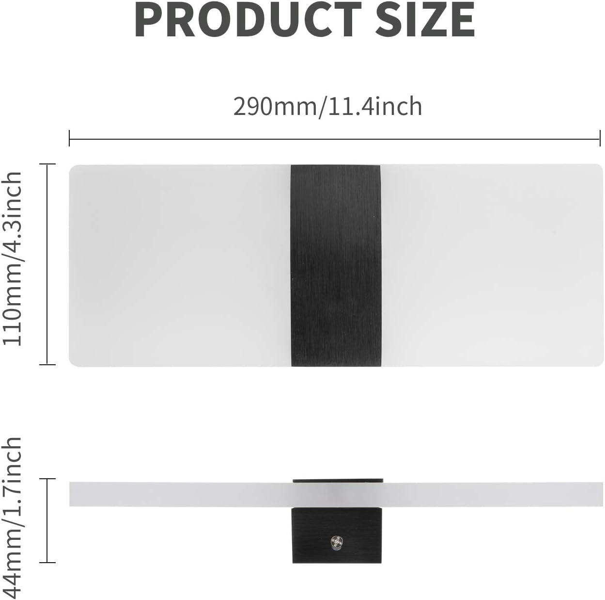 Lámpara de Pared LED 12W Negra