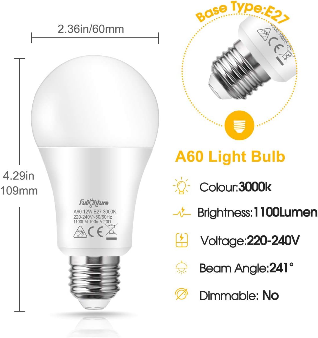Lámpara LED E27 12W Luz Cálida