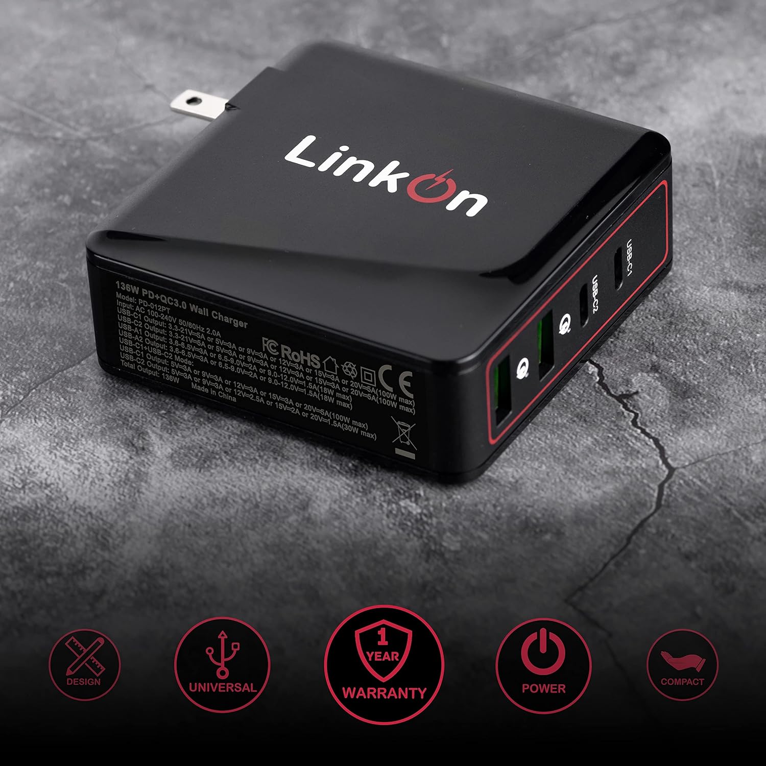 Cargador GAN 136W USB-C/A
