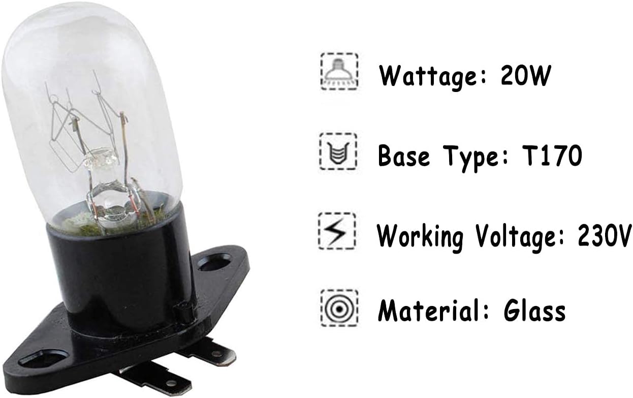 Bombilla Lámpara Microondas 20W 240V T170 (2 Piezas)