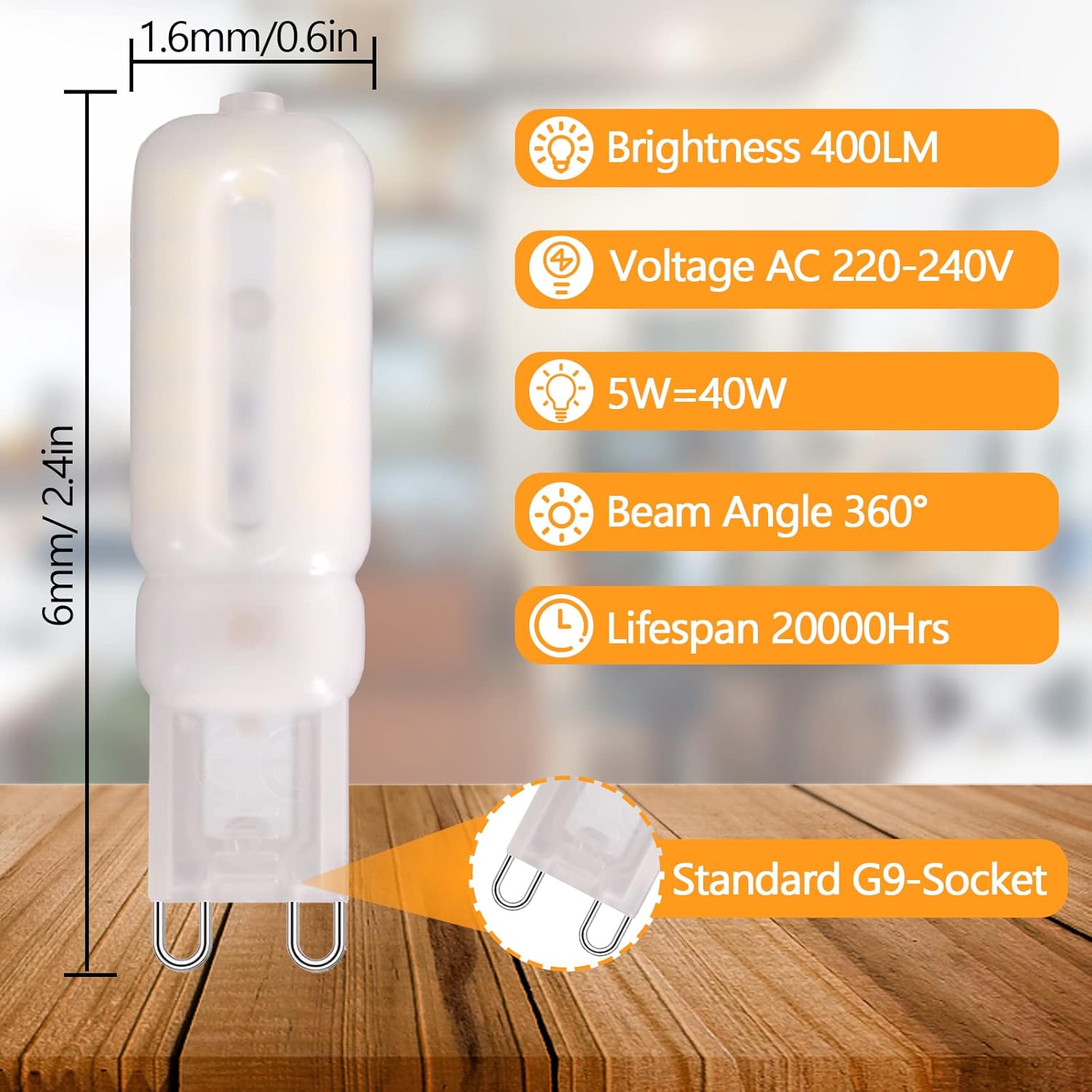 Bombilla LED G9 5W 10 piezas