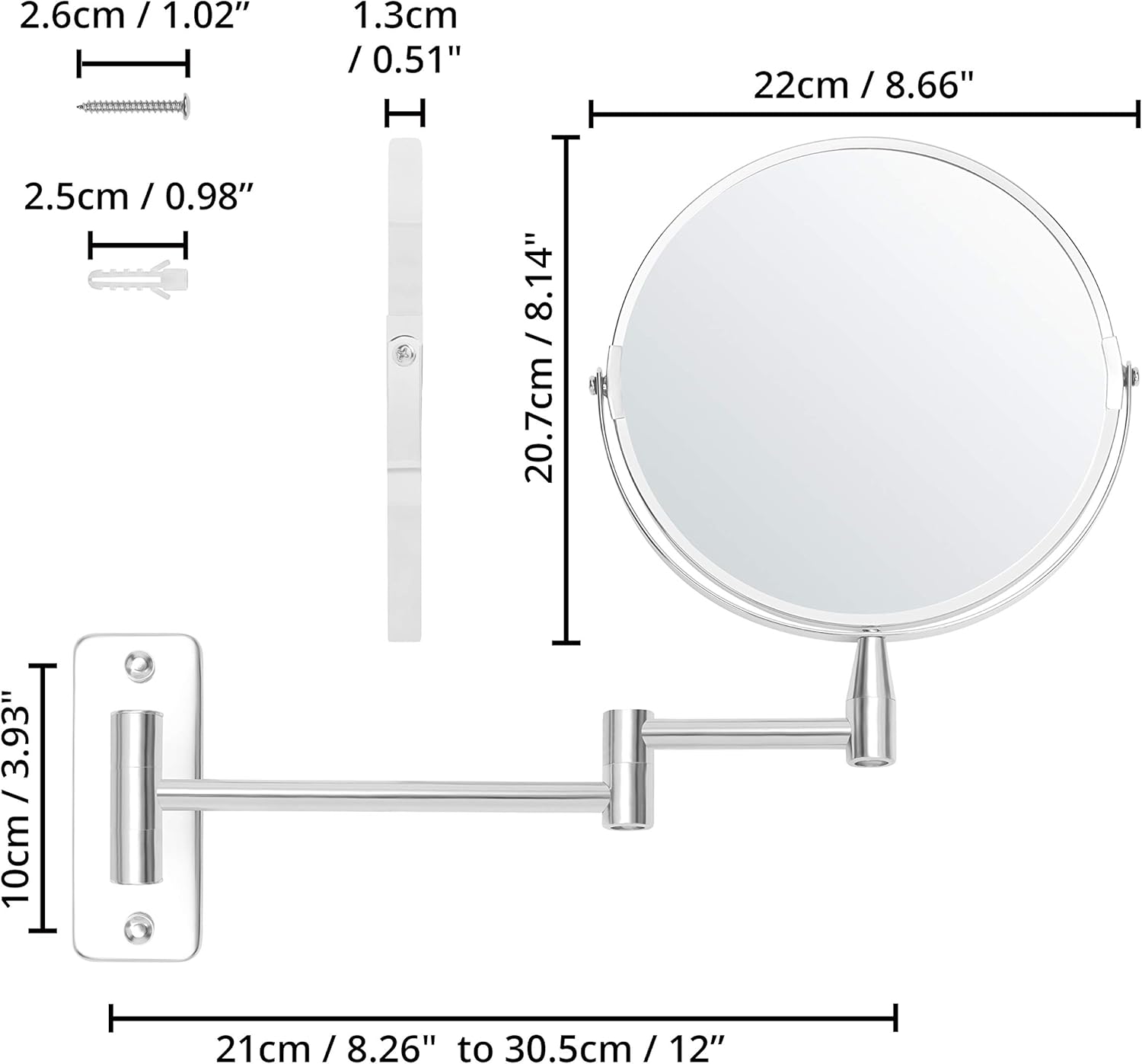 Espejo Pared Extensible 360°
