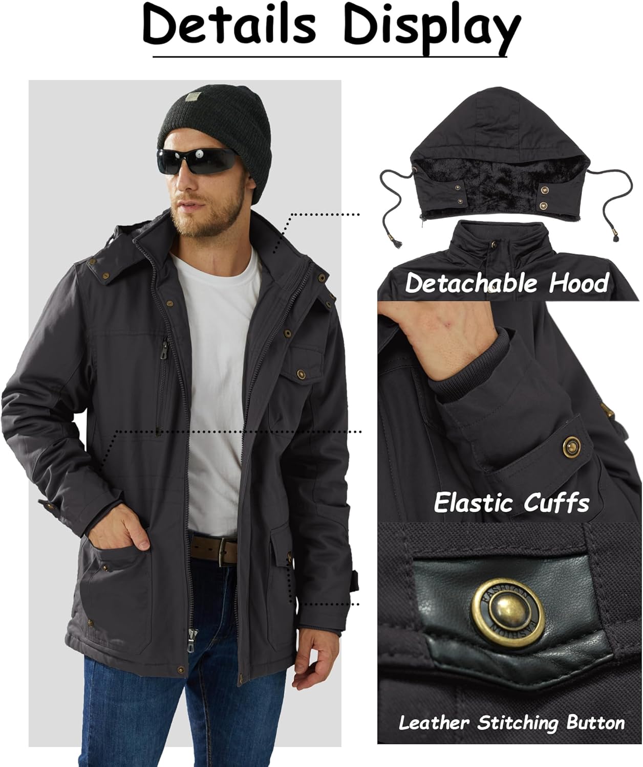 Parka de invierno masculina con capucha