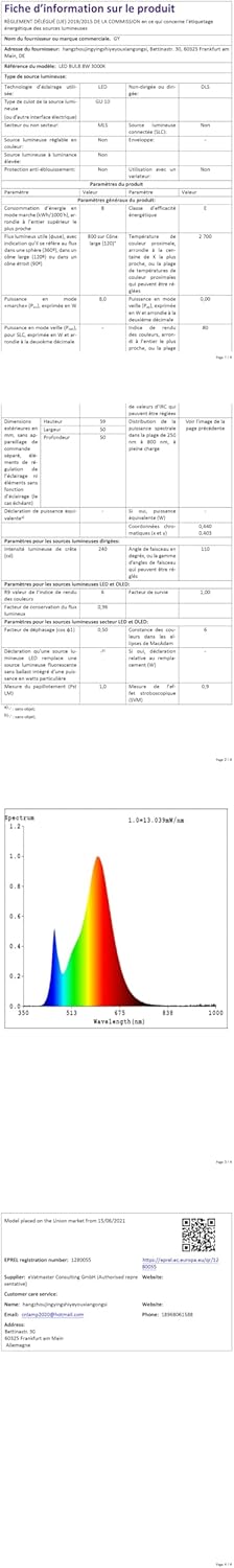 Lámpara LED GU10 8W 2700K 12u