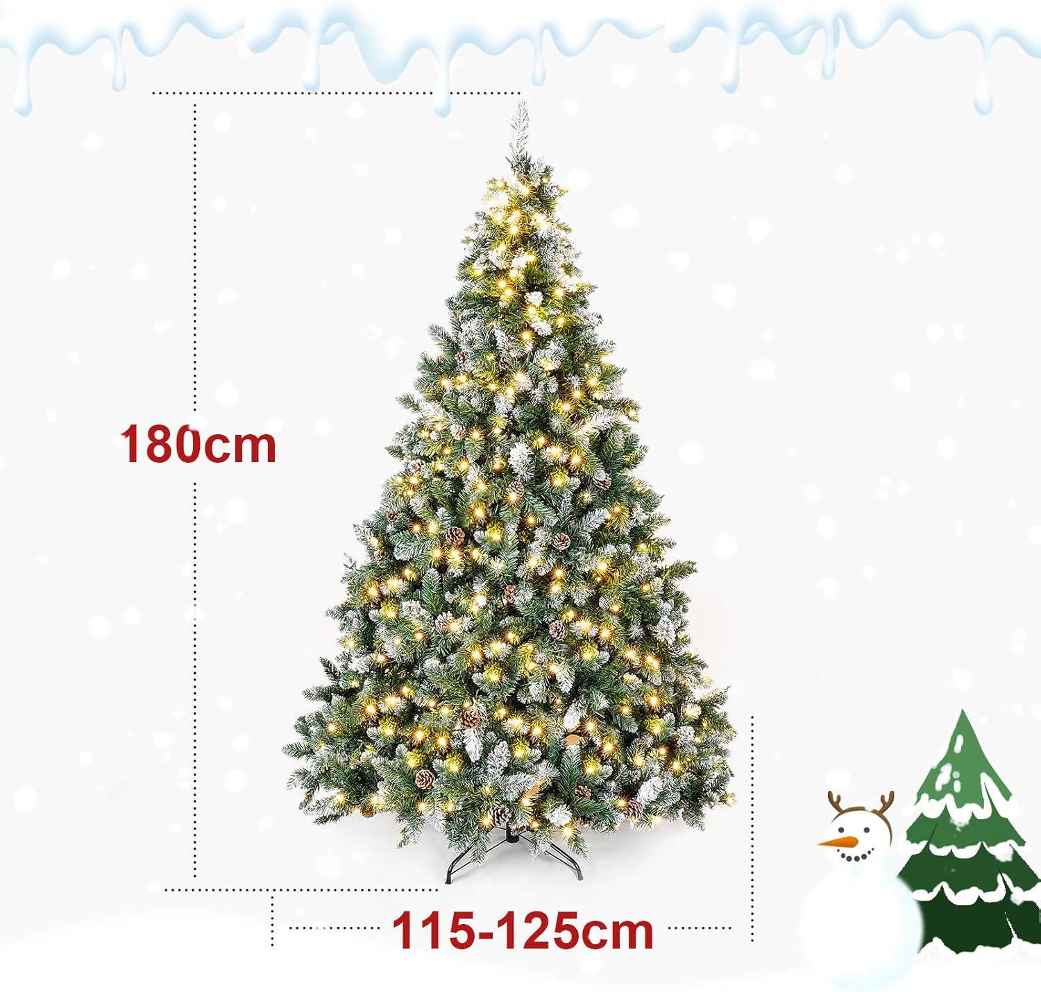 Árbol Navidad LED 180 cm Nevado