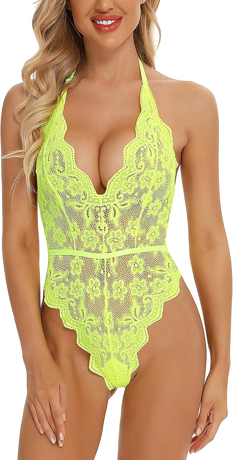 Body de encaje sexy con volantes