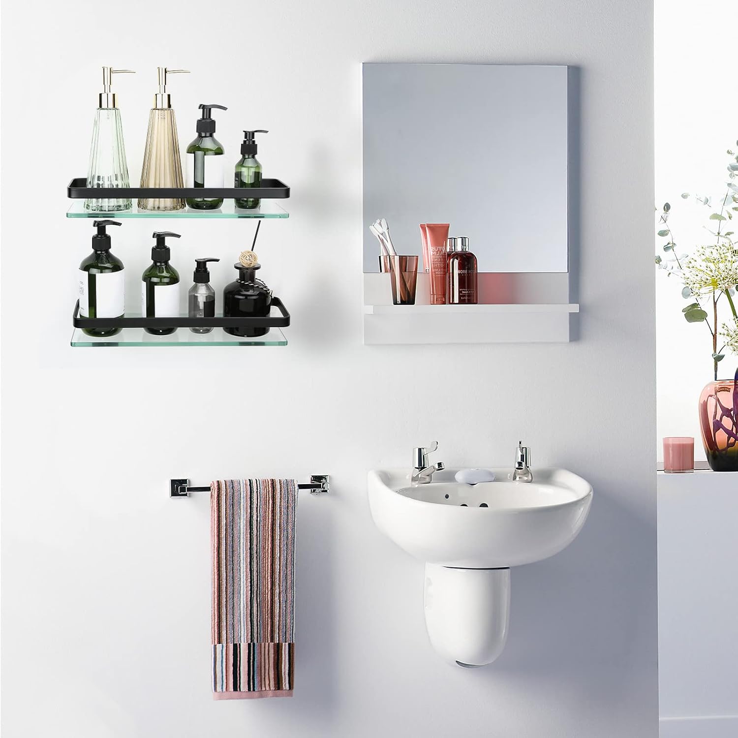 Estantería de Baño Aluminio 2Pzs