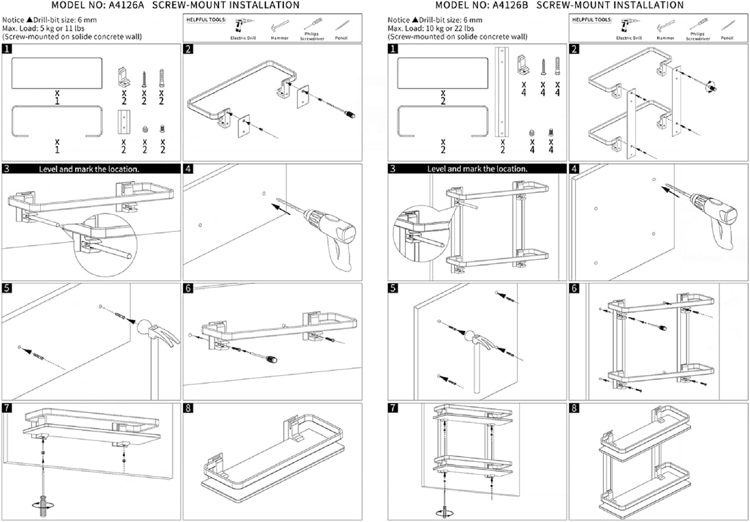 Estantería de Baño Aluminio 2Pzs