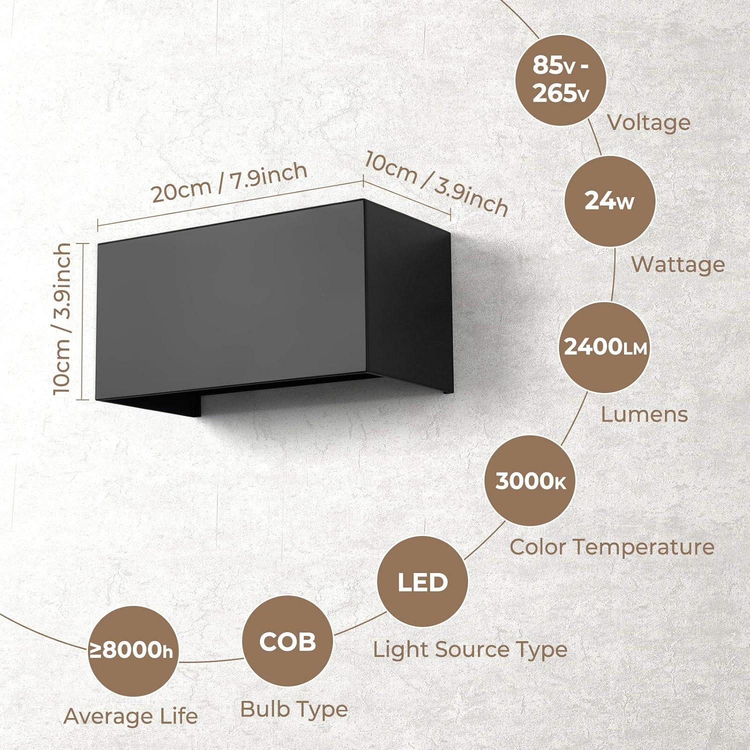 Aplique de Pared LED 24W IP65