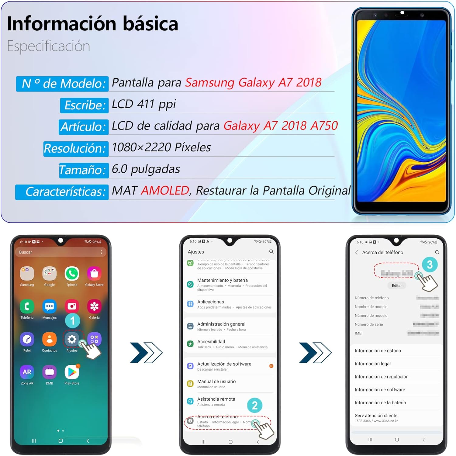 Pantalla LCD Samsung A7 2018