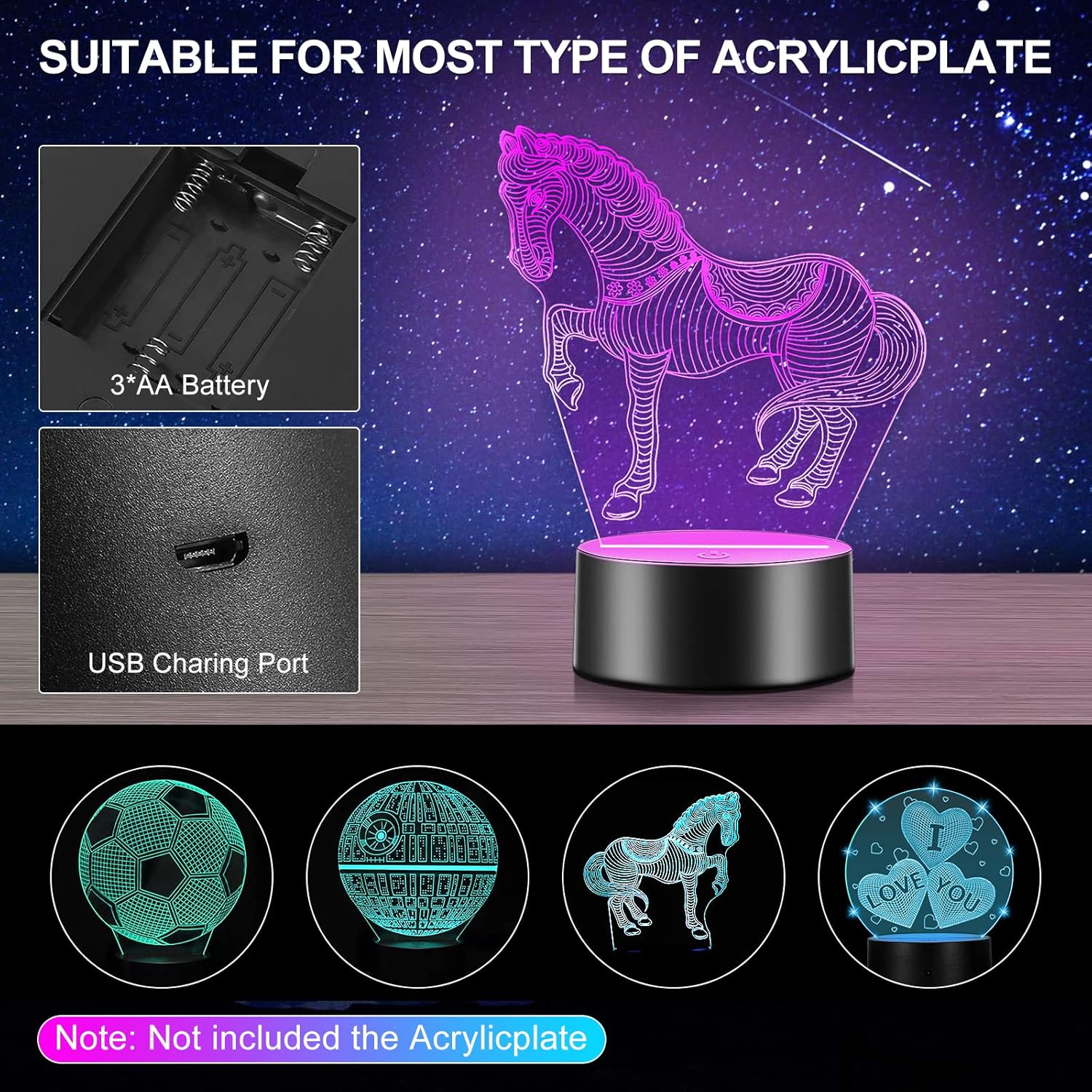 Luz Nocturna LED 3D Colores