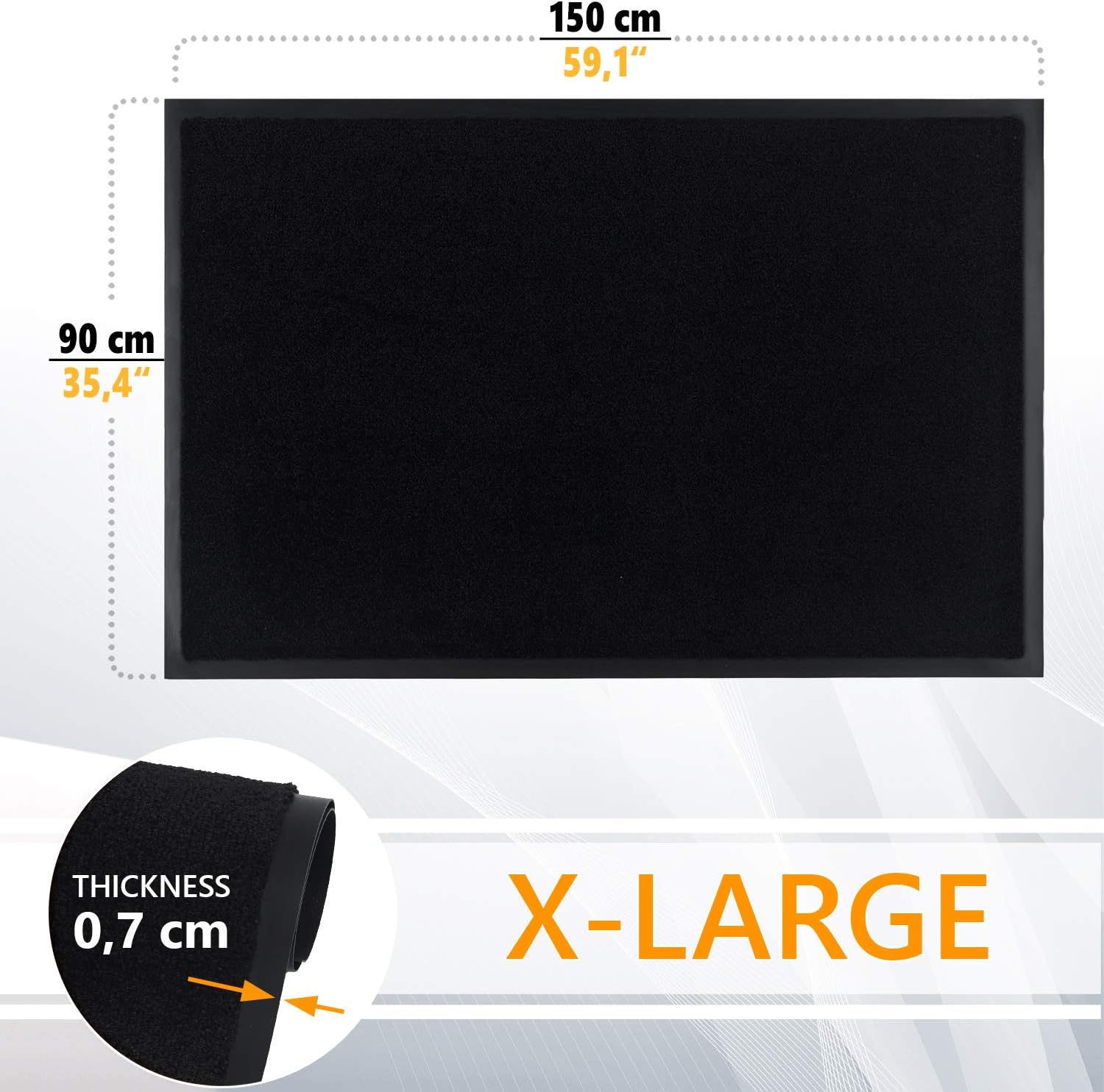 Felpudo Negro Impermeable 90x150 cm