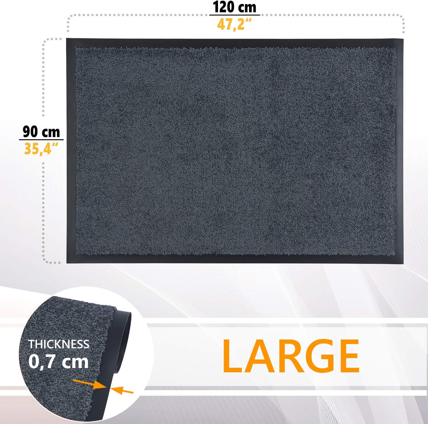 Felpudo Gris Antracita 90x120 cm